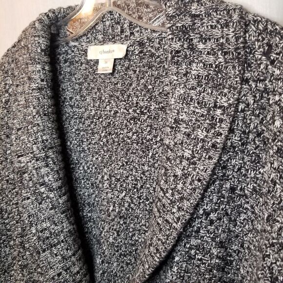CJ Banks Sweater Womens Plus Size 3X Black White Cardigan Fall Short Sleeve - Picture 5 of 11